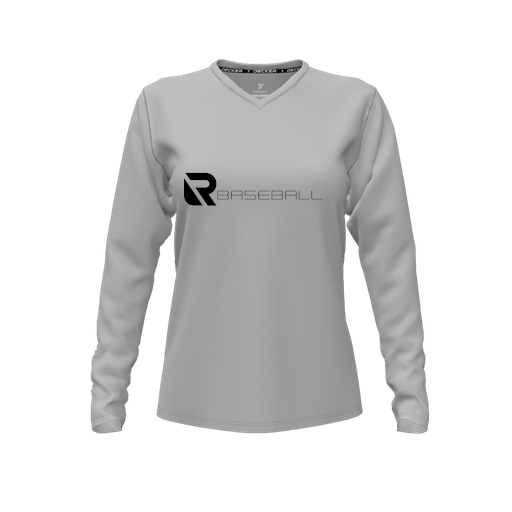 [CUS-DFW-TEES-PER-VNK-LSL-GRY-FYXS-LOGO3] Performance T-Shirt (Female Youth XS, Gray, V Neck, Logo 3, Long Sleeve)