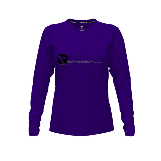 [FTLVPTPP-FYXS-LOGO3] Decker Performance T-Shirt (Female Youth XS, Purple, V Neck, Logo 3, Long Sleeve)