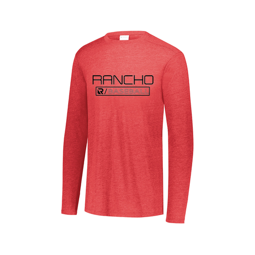 [FTLCUBRD-AXS-LOGO1] Decker Men's Tri-Blend T-Shirt - Long Sleeve (Adult XS, Red, Logo 1)