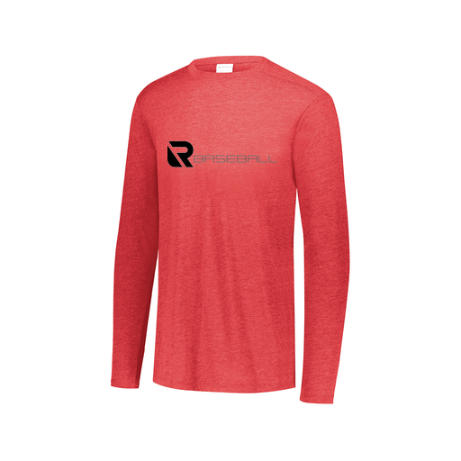[FTLCUBRD-AXS-LOGO3] Decker Men's Tri-Blend T-Shirt - Long Sleeve (Adult XS, Red, Logo 3)